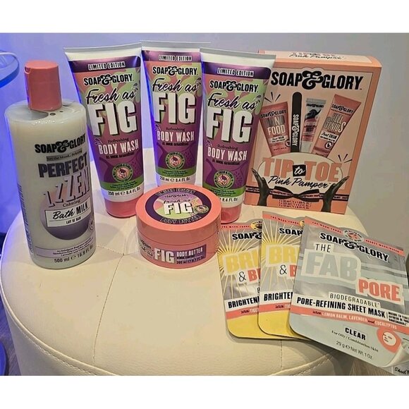 Lot 9 LIMITED EDITION Soap & Glory Fresh As Fig Body Wash BUTTER Face MASK Milk - Picture 1 of 8